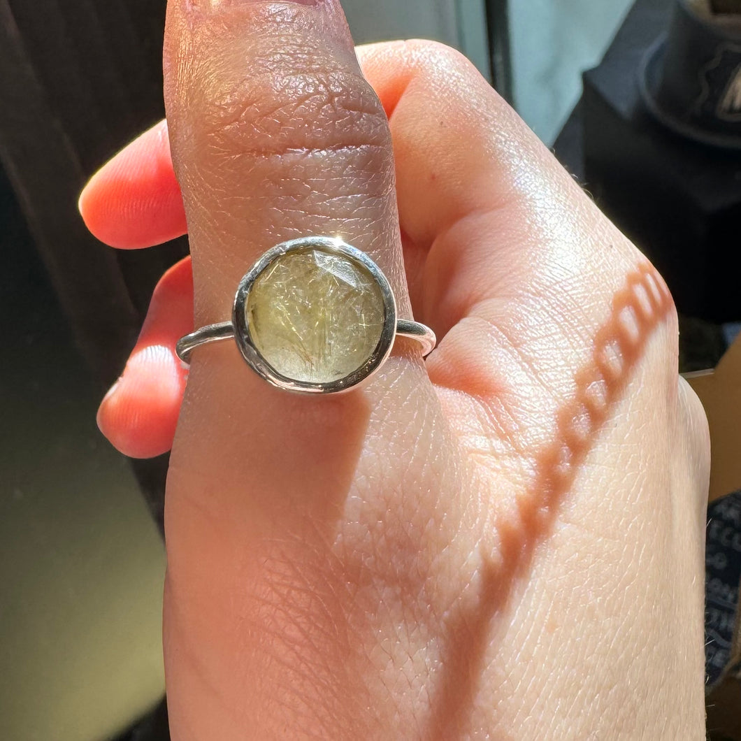 Golden Rutilated Quartz Ring - Sterling Silver