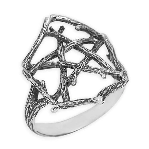 Pentagram Branch Ring - Sterling Silver