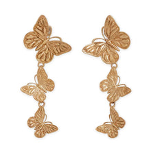 Load image into Gallery viewer, Butterfly Trio Dangle Stud Earrings - Bronze