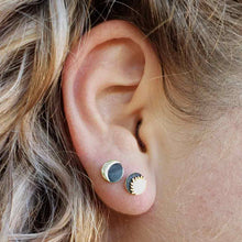 Load image into Gallery viewer, Sun &amp; Moon Stud Earrings - Mixed Metal
