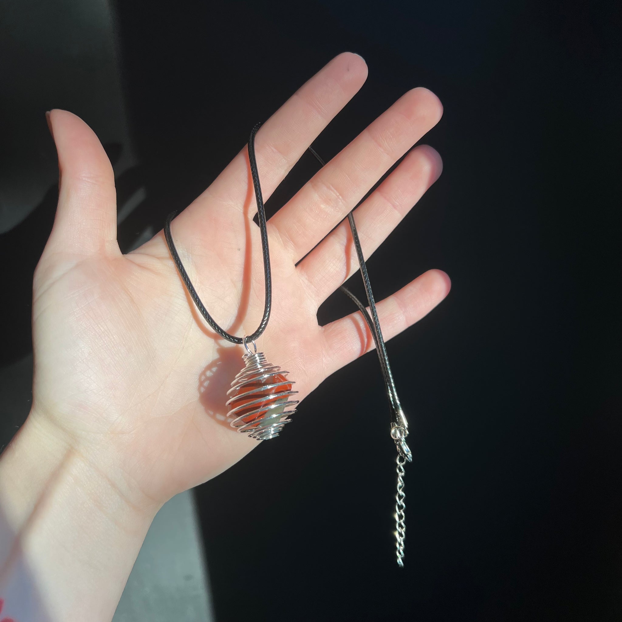 Cage Pendant Necklace Sterling Silver Gemstone Cage Spiral