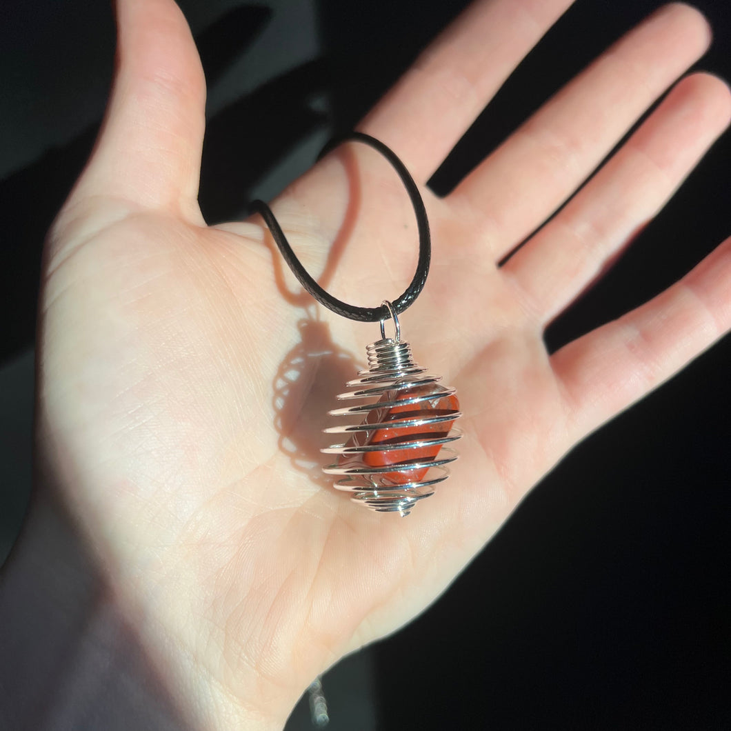Spiral Crystal Cage Pendant Necklace – Heim Iowa City