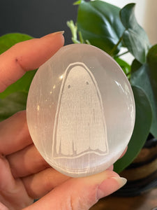 Ghost Selenite Palm Stone