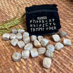 Moonstone Crystal Rune Set