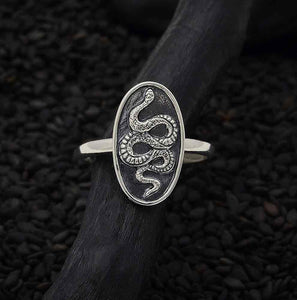 Oval Snake Ring - Sterling Silver