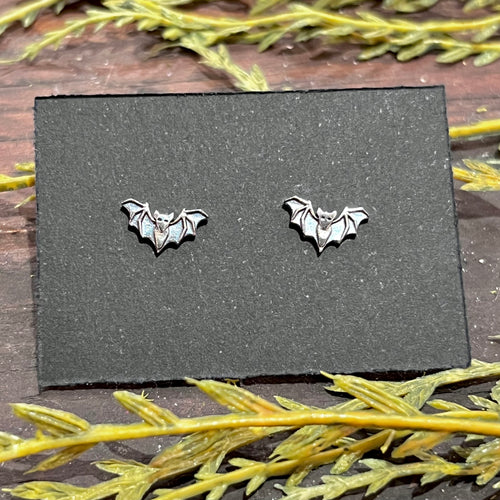 Bat Stud Earrings - Sterling Silver