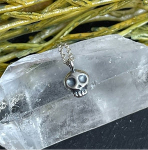 Tiny Skull Necklace - Sterling Silver