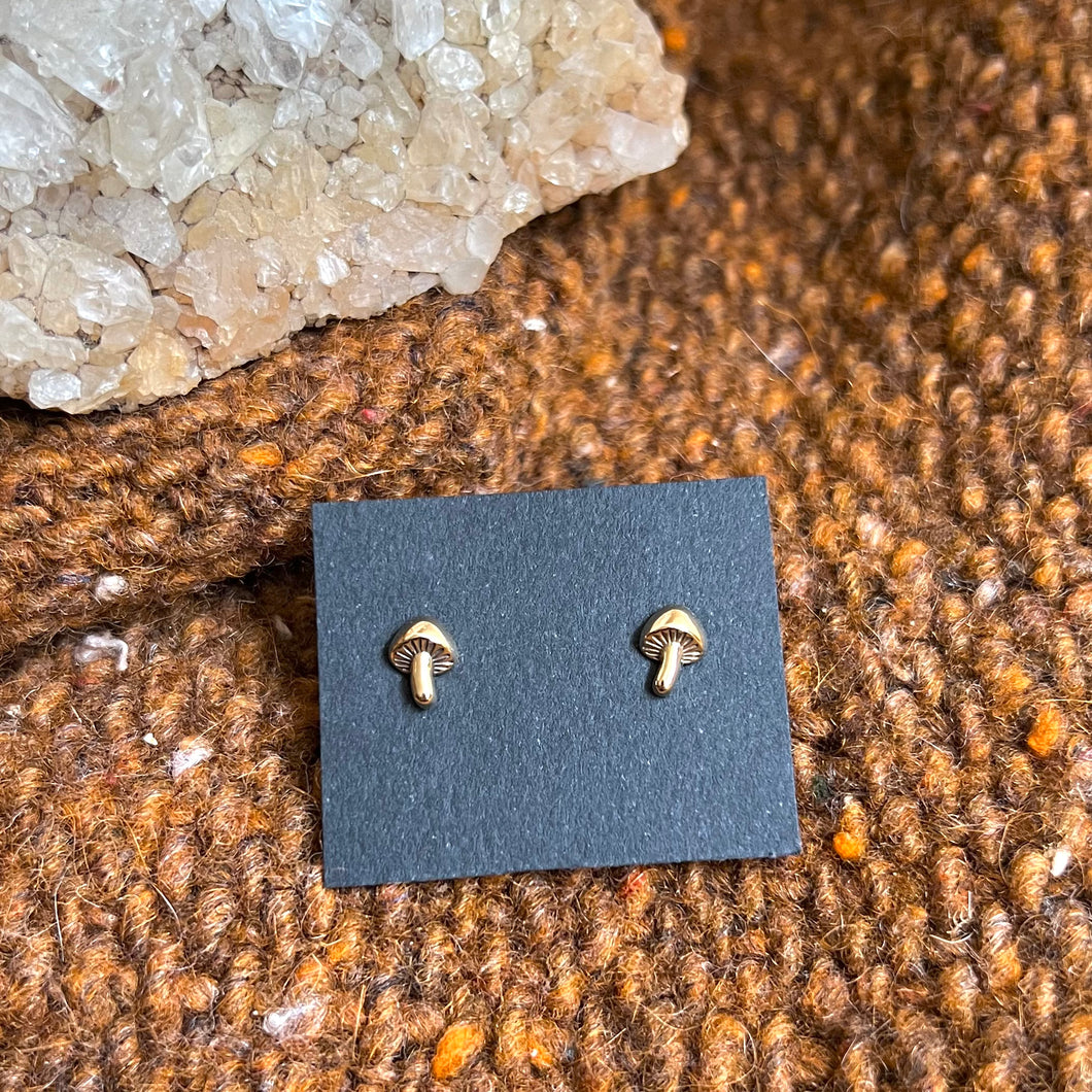 Mushroom Stud Earrings - Bronze