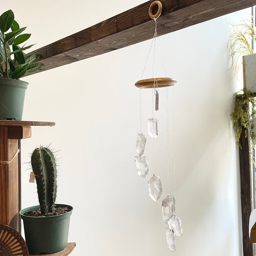 Clear Quartz Crystal Wind Chime Mobile