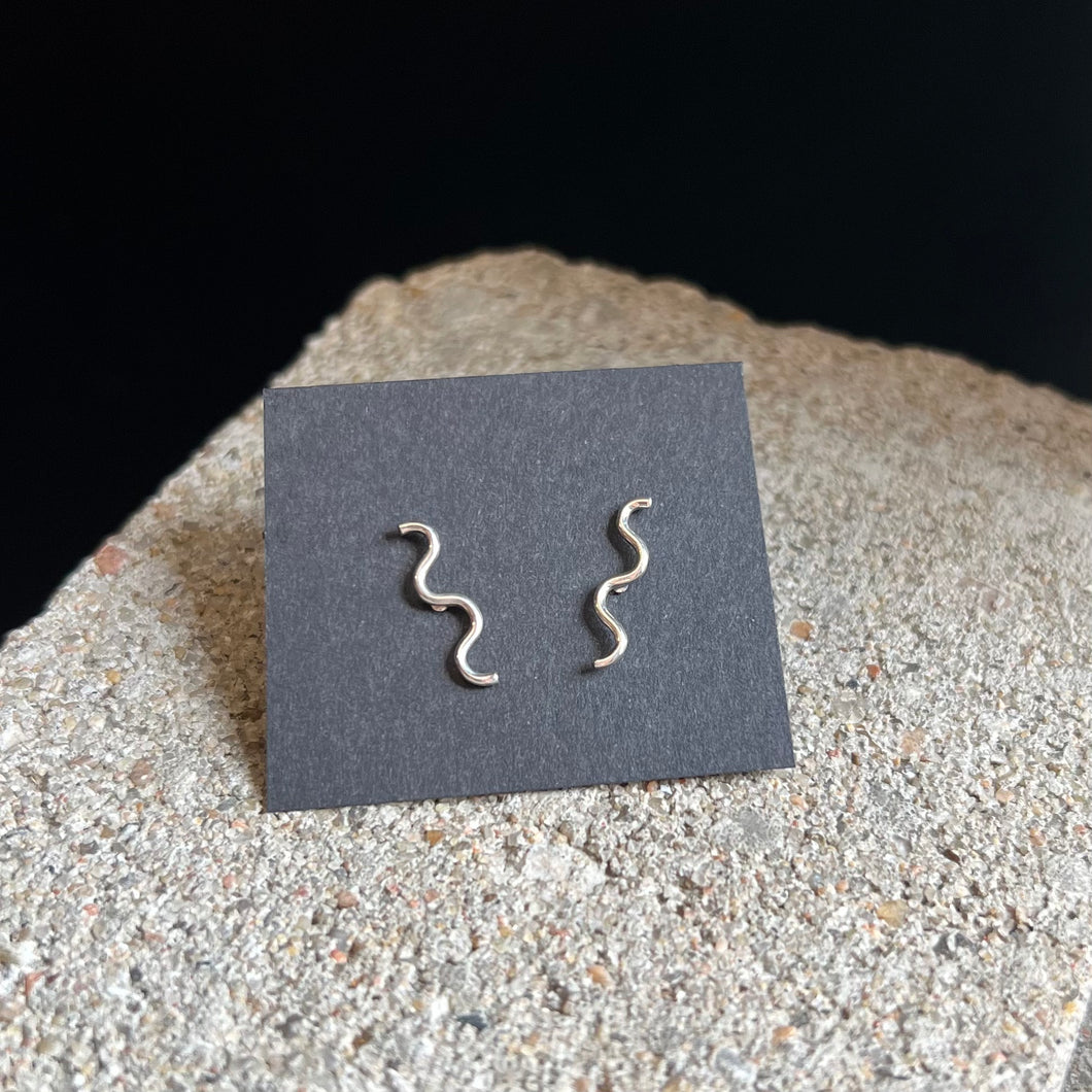 Squiggle Stud Earrings - Sterling Silver