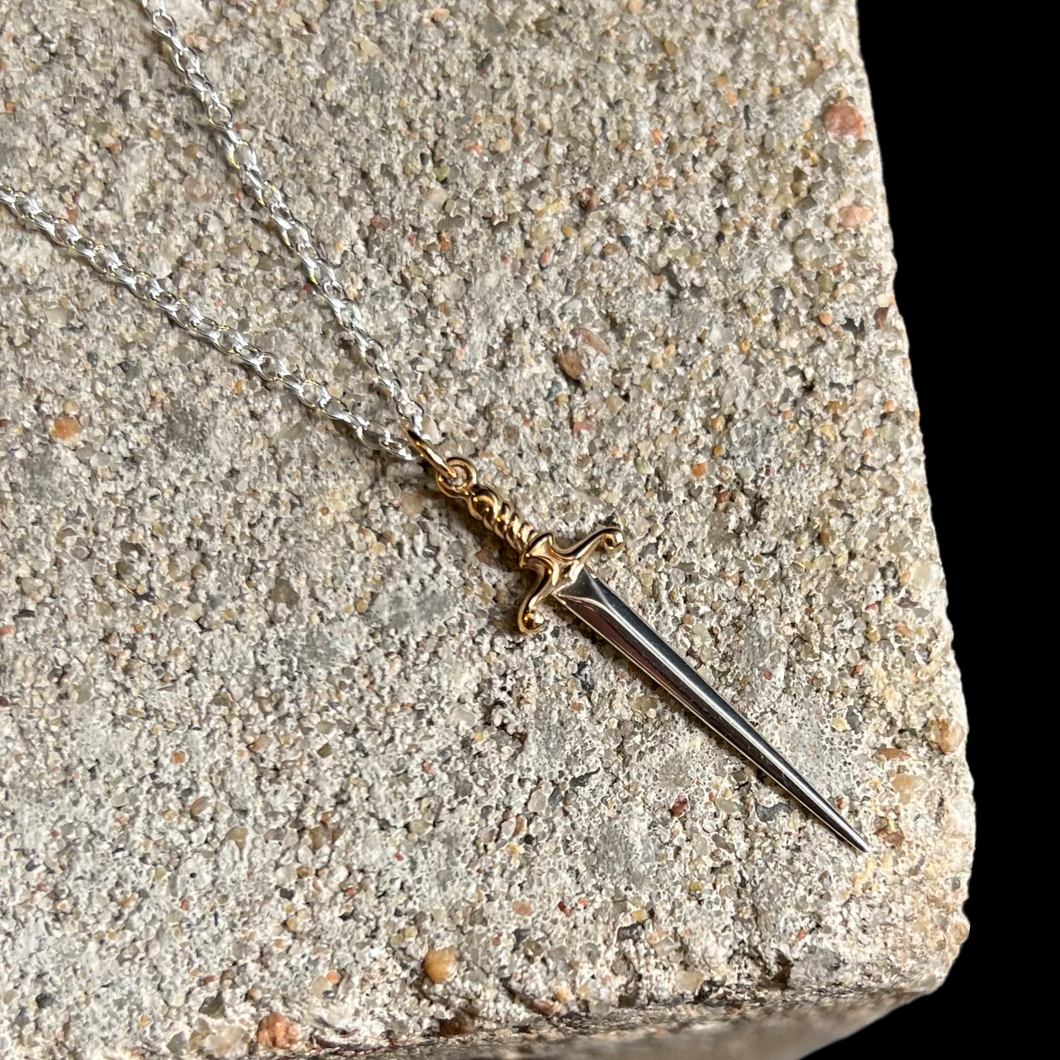 Dagger Necklace - Sterling Silver & Bronze