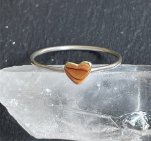 Tiny Bronze Heart Ring - Sterling Silver
