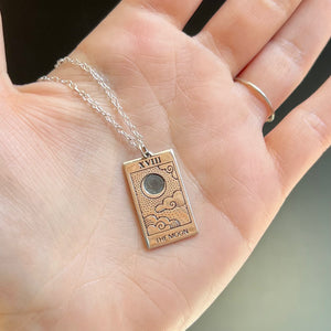 The Moon Tarot Card Necklace - Sterling Silver