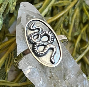 Oval Snake Ring - Sterling Silver