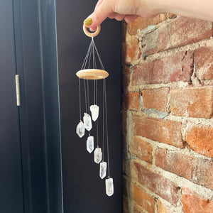 Petite Clear Quartz Crystal Wind Chime Mobile