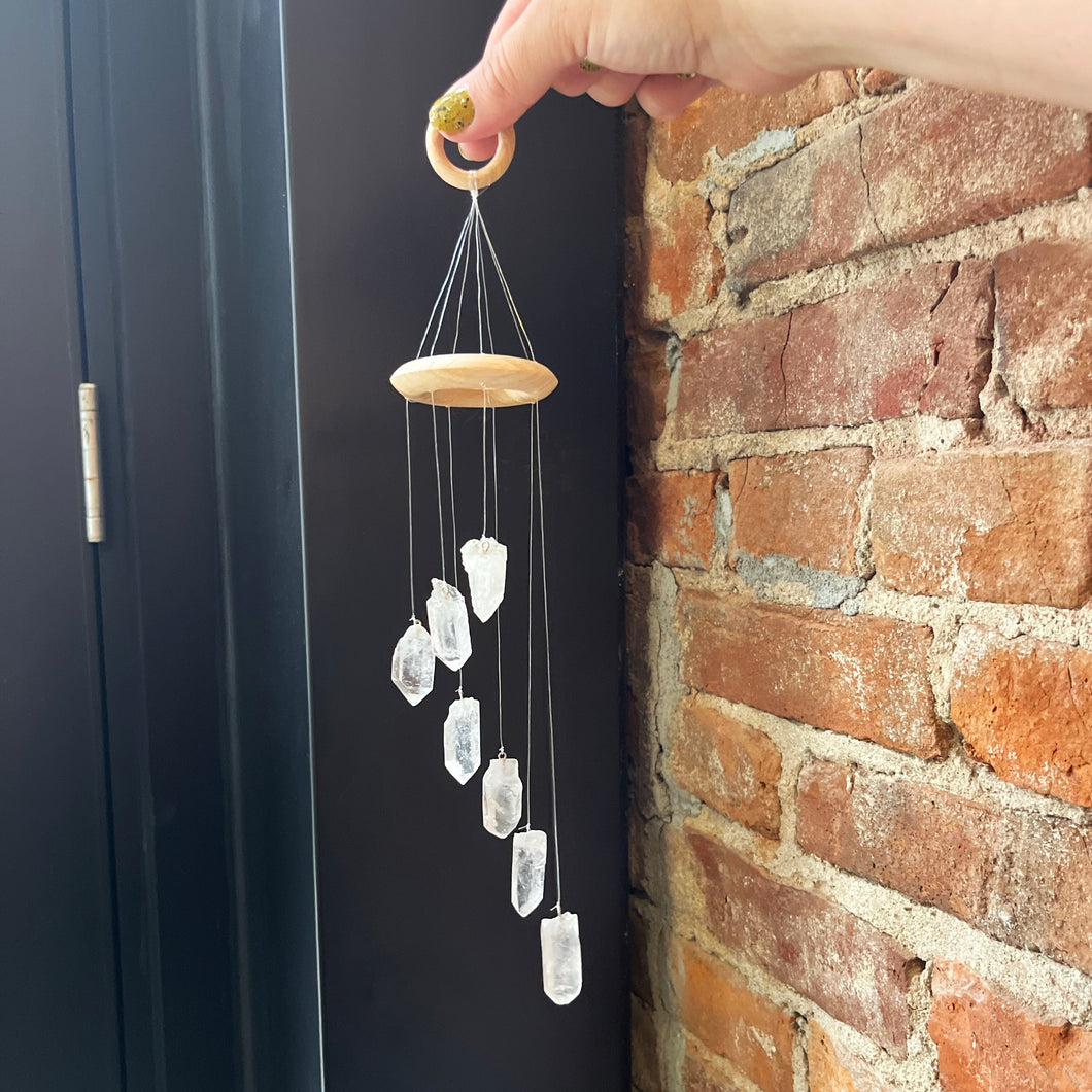Petite Clear Quartz Crystal Wind Chime Mobile