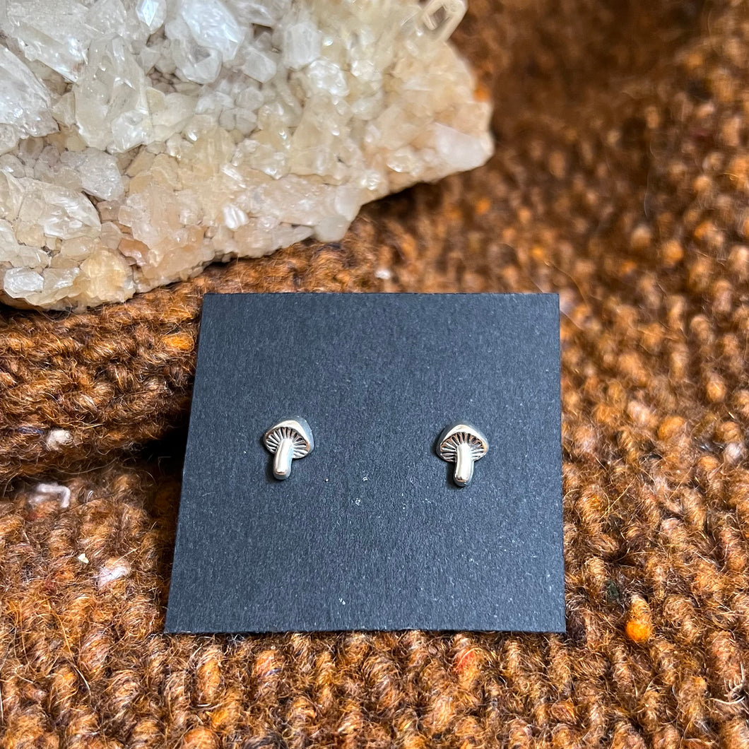 Mushroom Stud Earrings - Sterling Silver