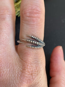 Adjustable Bird Claw Ring - Sterling Silver
