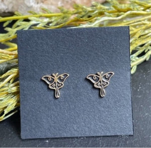 Luna Moth Stud Earring - Bronze