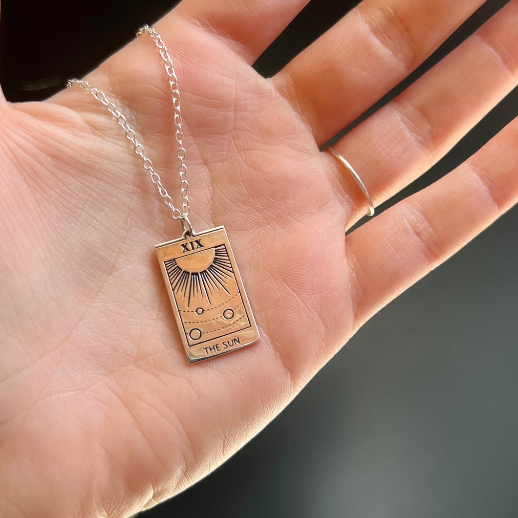 The Sun Tarot Card Necklace - Sterling Silver