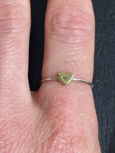 Tiny Bronze Heart Ring - Sterling Silver